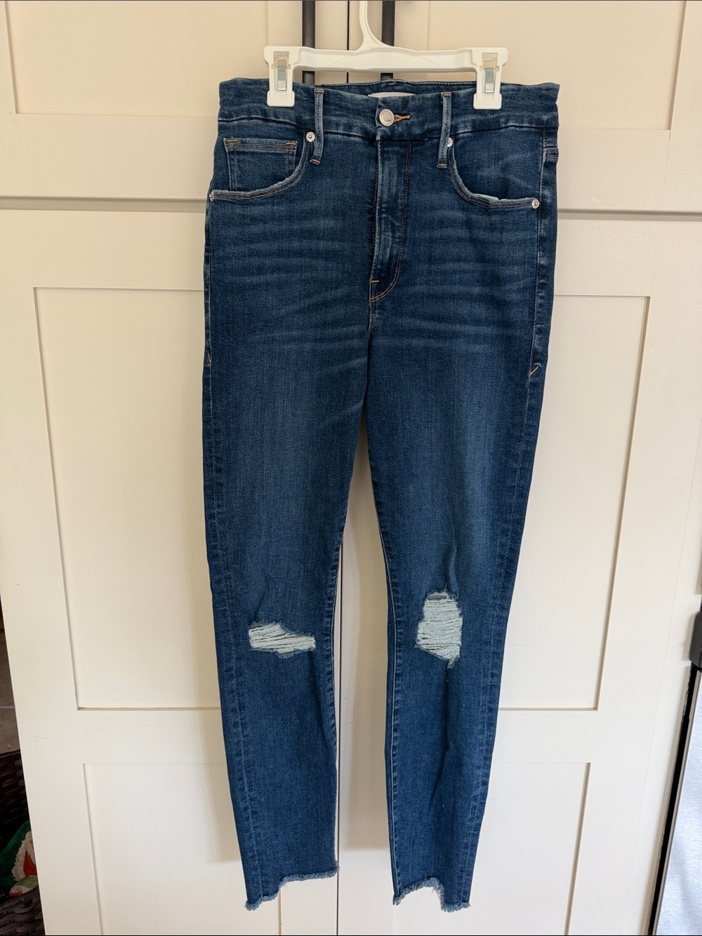Good American Dark Blue Skinny Distressed Jeans